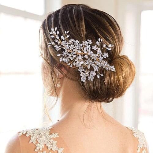 ZMHP253 Luxury Crystal Bridal Headpiece Floral Chinese Hair Vine Clip Party Hair Jewelry Brides wedding hair accessories bridal