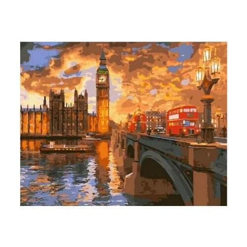 London sunset Framed Picture Painting & Calligraphy Of Loely Animals DIY Painting By Numbers Coloring By Numbers Home Decor