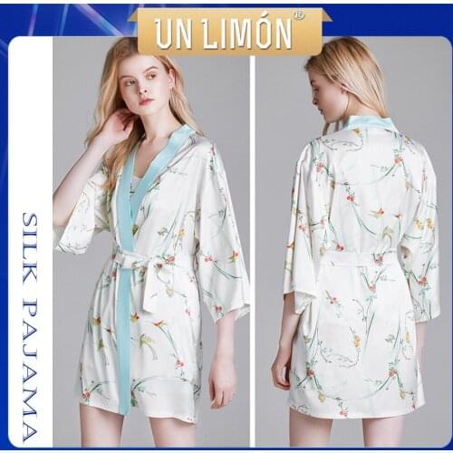 UNLIMON Women Silk Nightgown Vest Shorts 3pcs Pajama Set
