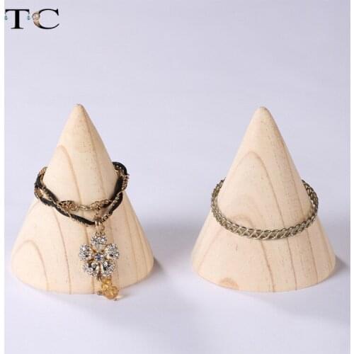 Natural Wood Conical Creative Bracelet Bangle Anklet Jewelry Display Storage Rack Jewelry Display Props Stand