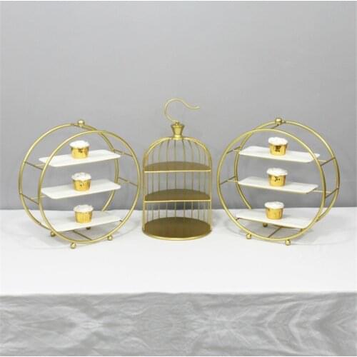 European style round cake rack home decoration wedding party props metal tray Dessert tray cake stand platters and trays snack