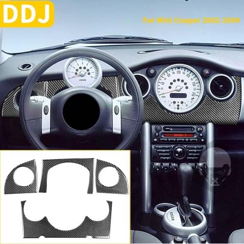 For Mini Cooper Hatch One R50 R53 2002 2003 2004 Dashboard Console Cover Carbon Fiber Sticker Kit Car Interior Dash Panel Trim