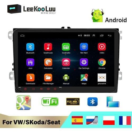 LeeKooLuu Android 2Din For VW/Volkswagen/Golf/Polo/Tiguan/Passat/b7/b6/leon/Skoda/Octavia car Radio GPS 9" Car Multimedia player