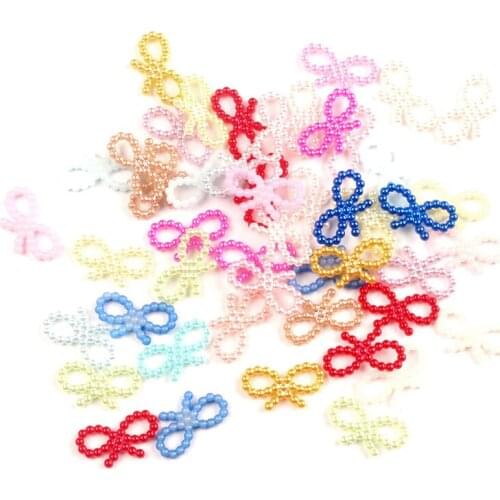 LF 300Pcs Mixed 11x19mm Bowknot Pearl Decoration Craft Flatback Cabochon Embellishments For Scrapbooking Diy Accessories