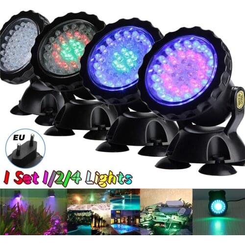 Best 1 set 1/2/4 light LED fountain Lamp RGB Underwater Swimming Pool light 7Types 100-240V Pond Decorative Lighting EU plug