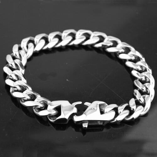 Fashion 13/15mm Bracelet for Men Women Curb Cuban Link Chain Stainless Steel Mens Womens Bracelets Chains Jewelry for Men