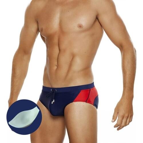 Mens New Colorblock Swimsuit European And American Fashion Sexy Push Pad Swimming Trunks Beach Sports Swimming Trunks Bikini
