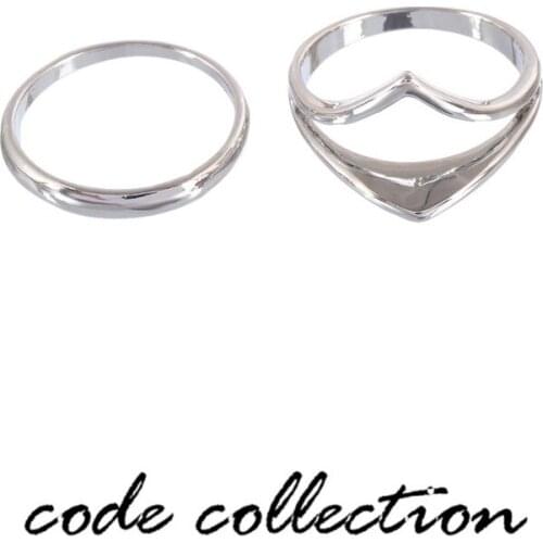 2PCS/Set Creative Metal Ring Set Party Trendy Rock Punk Jewelry For Women Men Girl Boy Fshion Cute Accessories Christmas Gift