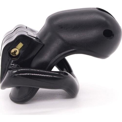 Nano of HT V3 Male Chastity Device Resin Chastity Belt Black CBT Plastic Cock Cage With 4 Cock Rings Men BDSM Sex Toys