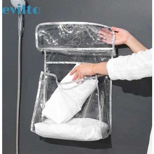 New Wall Hanging Storage Bag Large Capacity Waterproof Transparent Bathroom Hanging Bag Underwear Shower Bags Organizer