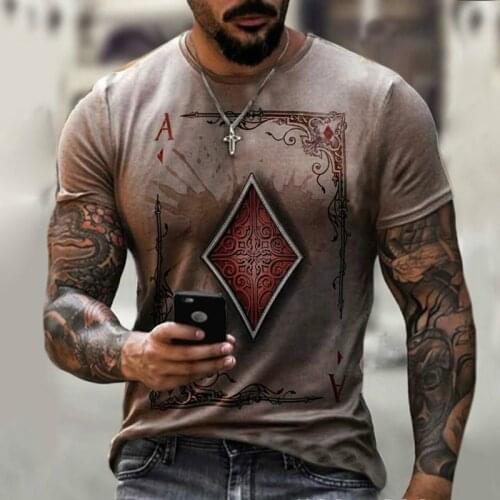 2021 clothing new square diamond skull card printing mens T-shirt summer casual short-sleeved long-sleeved T-shirt hot style