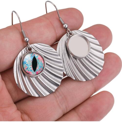 6pcs/lot Stainless Steel 12mm Cabochons Earrings Base Setting Trays Bezel Blanks Earring Hooks for Jewelry Making Findings Bulk