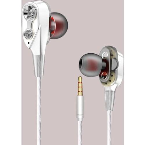 Dual Moving Coil 3.5mm Hifi Wired In-Ear Earphone Heavy Bass Stereo Earbuds Game sports earphones earphones with microphone