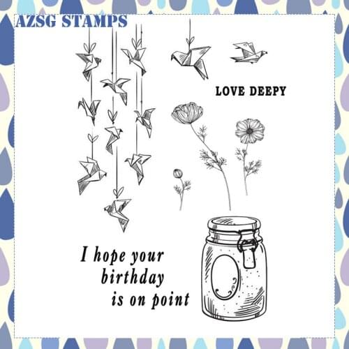 Wishing Paper Crane Transparent Clear Silicone Stamps for DIY Scrapbooking/Card Making/Kids Crafts Decoration Supplies OS-81