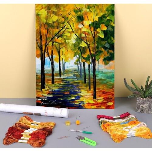 Path Sunbeams Printed 11CT Cross Stitch Embroidery Patterns DMC Threads Handicraft Painting Needlework Hobby Needle Floss