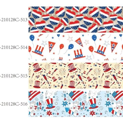 50 yards/lot) Hot sale 1" 25mm US flag printed July 4th style grosgrain ribbon