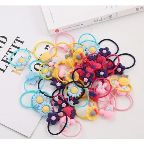 20PCS/lot Cartoon Girls Elastic Hair Bands Children Ponytail Holder Scrunchies Headwear Girl Accessories Rubber Nylon Hair Rope