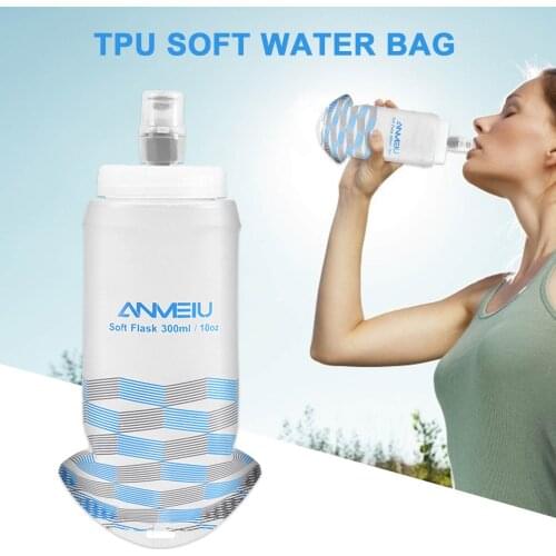 BicycleFoldable 300ML Water Bottle Lightweight Water Bottle TPU Soft Food-grade Collapsible Running Flasks With Silicone Nozzle