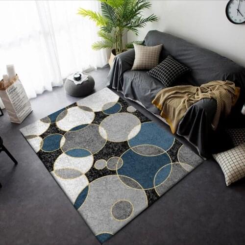 Modern minimalist fashion Black blue white gray carpet circle Bedroom foyer kitchen floor mat non-slip plush rug custom made