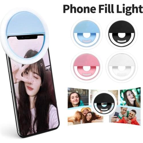 LED Fill Light Ring Selfie Lamp for mobile Phone Camera Clipon Lamps Women Girls Night Darkness Makeup Beauty Enhancing Lights