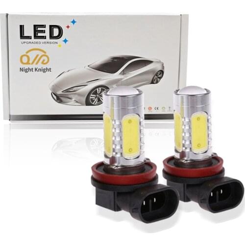 Night knight Car Fog Lights 7.5W COB Chip H7 LED Bulbs H4 H1 H3 H11 9005 H16 880 881 H27 Multicolor+Strobe Before After Fog Lamp