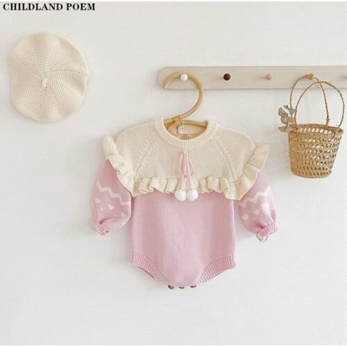 Baby Girl Sweater Knitted Baby Clothes Newborn Baby Romper Jumpsuits Long Sleeve Baby Girl Romper Infant Baby Jumpsuit Overalls