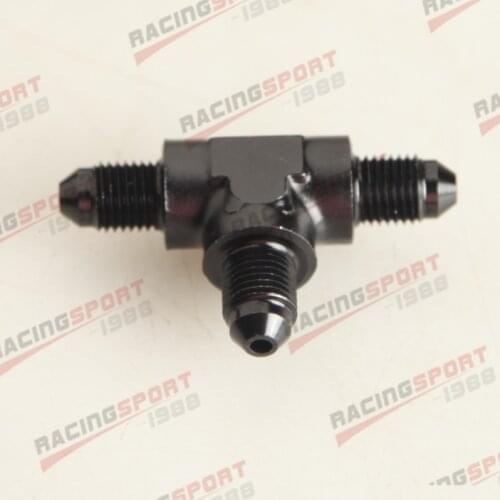 AN-4 Male Flare Tee T-piece 1/8" x 27 NPT Port Fuel Oil Hose Fitting Adapter Black