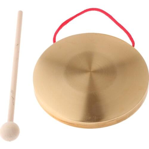 6Inch Hand Gong Cymbals Brass Copper Chapel Opera Percussion Musical Instruments with Round Play Hammer (15cm)