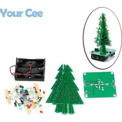 1 pc Three-Dimensional 3D Christmas Tree LED DIY Kit Red/Green/Yellow LED Flash Circuit Kit Electronic Fun Suite Christmas Gift