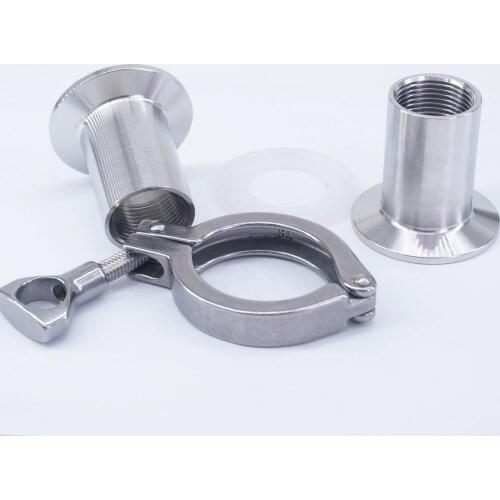 A Kit 3/4" NPT Female x 1.5" Tri Clamp SUS 304 Stainless Steel Sanitary Fitting Union Set For Home Brew Beer