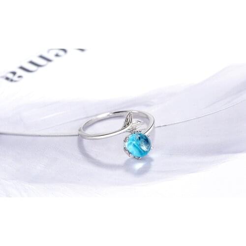ZhenKeRou Hot Sale Blue Crystal Mermaid Bubble Open Rings For Women Creative Fashion Jewelry