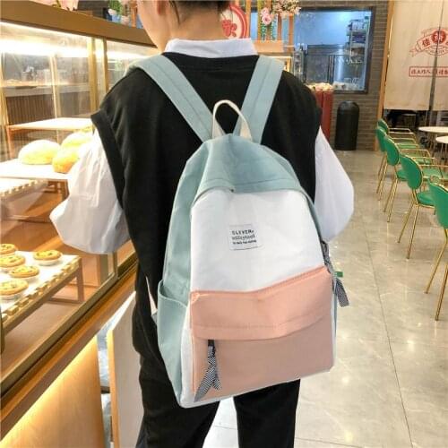 Ladies Backpack Women Contrast Color Preppy Style Trendy Backpack Women School Bag for Teenage Girl College Female New