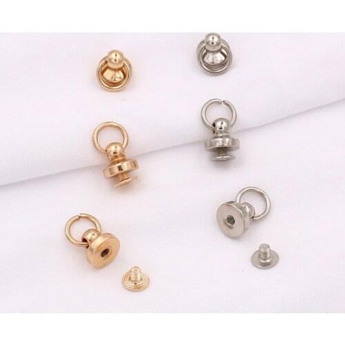 10Pcs/bag Round Head Stud with ring Screwback Screw Back Leather Bag Belt shoes Screw Nail Rivet Buckle DIY