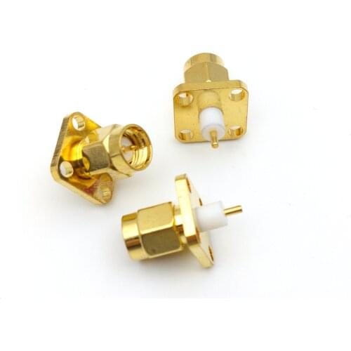 100pcs SMA Male Plug 4 Hole Panel Mount Short Dielectric Solder Post RF connectors