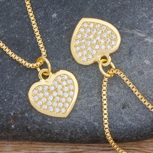 2020 Fashion Gold Color Necklace Pendants Love Heart Crystal Rhinestone Chain Choker Necklace For Women Romantic Jewelry Gifts
