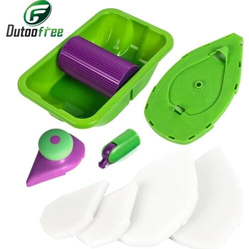 4pcs Sponges Wall Paint Roller Tray Household Wall Painting Brush Paint Pad Point Paint Home Decoration Tool