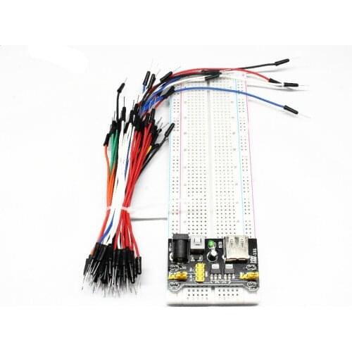 5V MB102 Breadboard power module+MB-102 830 points Solderless Prototype Bread board kit +65 Flexible jumper wires