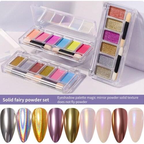 80% Hot Sale Aurora Nail Art Powder Shiny Non-Floating Colorful Powder Chrome Mirror Flake Decoration for Manicure