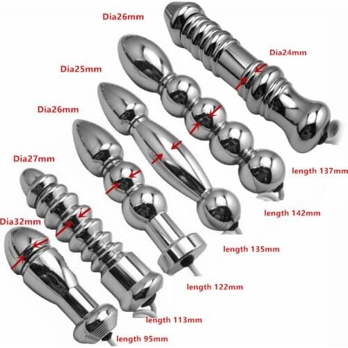 Hot sale Bi-polar electro,shock Vaginal tight Huge Butt Plug Metal Anal beads Prostate Electrical Stimulation, medical Sex Toy