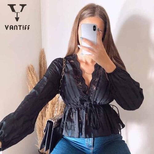 Bodycon Crop Tops Gothic Harajuku Zipper Tshirt Fashion Girl Top V-neck Lace Decorative Top Sexy V-neck Slim Long Sleeve Top