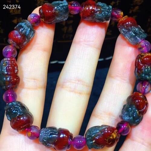 Natural Cacoxenite Auralite 23 Purple Rutilated Quartz Bracelet 14x9.7x7.8mm Clear Pi Xiu Beads Bangle Women Men AAAAAA