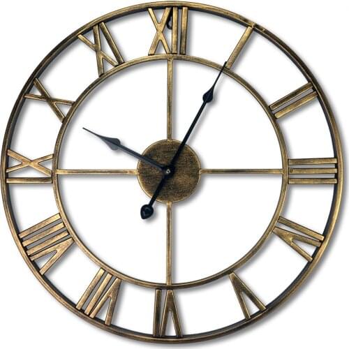 American-Style Retro Creative Clock Metal Wrought Iron Roman Hanging Clock Living Room Decorative Wall Hangings Clock Table