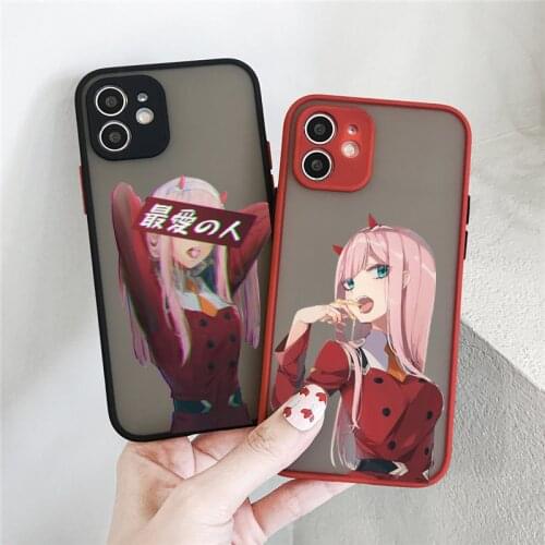 Zero Two Darling in the FranXX Anime Phone Case For iPhone 12 Pro MAX 11 XR X SE20 XS 8 7 6s Plus Clear Hard Matte Cover Fundas