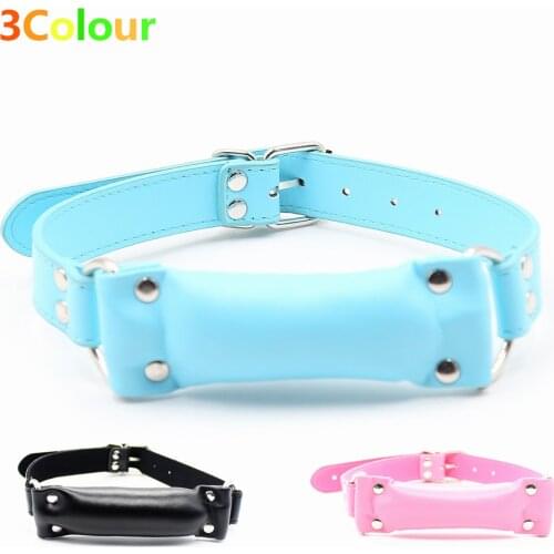 Erotic Cosplay Bdsm Bondage Accessories With Leather Dog Pet Bone Harness And Mouth Gag Ball Leash Chain Attached Sex Toys