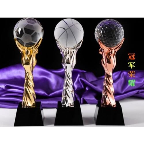 Custom-made basketball football tennis ball game match crystal champion trophy CUP--BEST business gifts birthday present