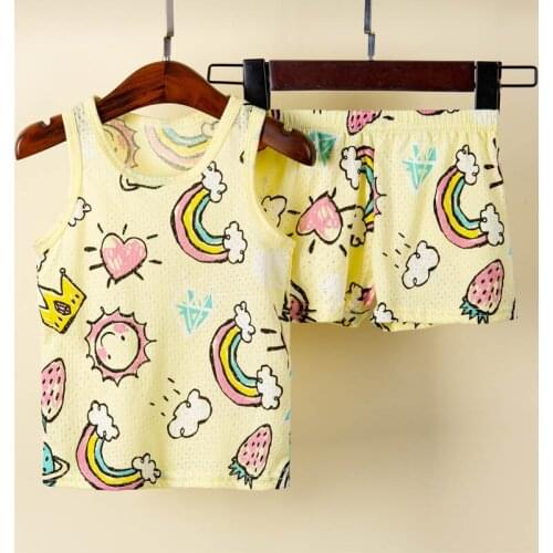 Clothing Sets Summer Cartoon Vest Suits for Boys and Girls Casual Sets for Kids Toddler Pajamas Clothes for Teenagers Girl Sets