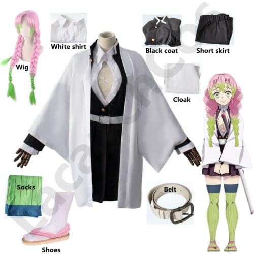 Kisatsutai Kanroji Mitsuri Costume Anime Demon Slayer Kimetsu no Yaiba Nezuko Child Mitsuri Kanroji Cosplay Uniform Costume Wigs