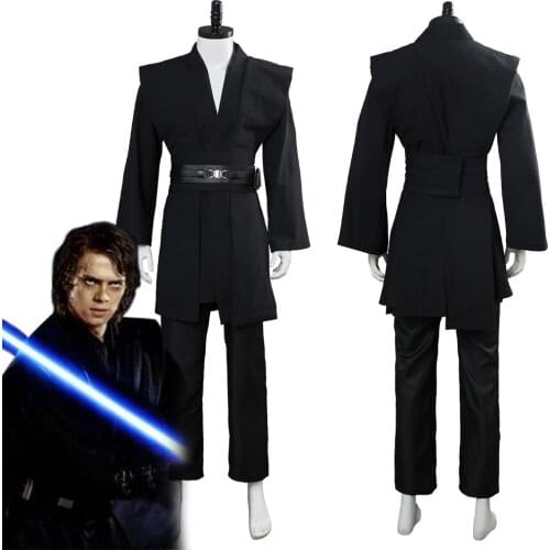 Jedi Knight Cosplay Costume Anakin Skywalker Costumes Halloween Carnival Black Uniform No Cloak