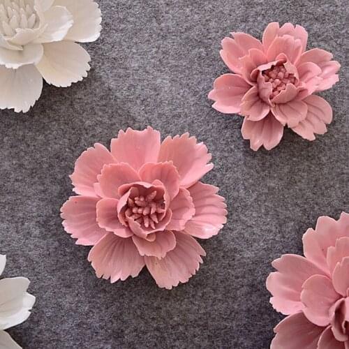 Creative Ceramic Flowers Wall Decorations Home décor Ceramic roses and camellia Livingroom Wall Background Mural