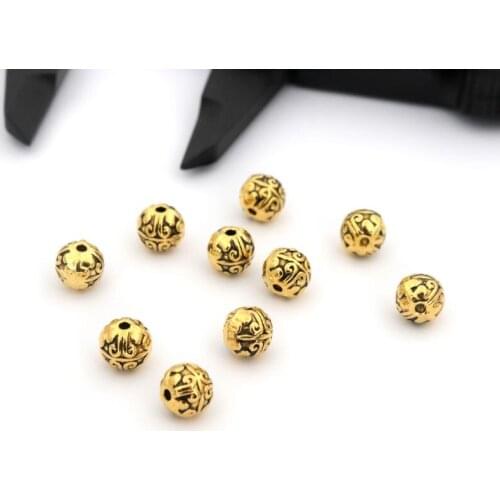 50pcs 7mm Antique Gold Color Round Metal Loose Spacer Beads For Jewelry Making DIy Finding Accessories Bracelet Wholesale